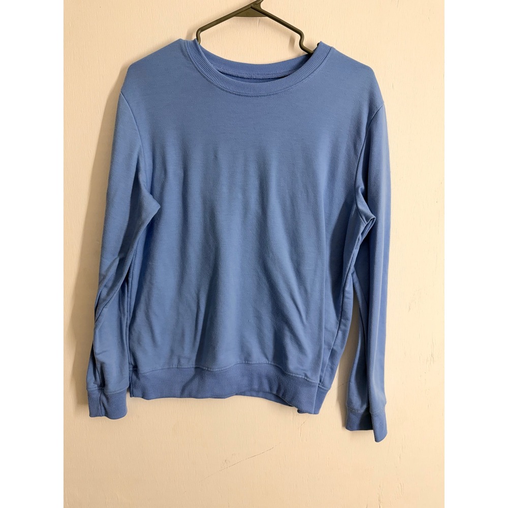 Blue Crewneck Sweatshirt Medium Long Sleeve Pullover Soft Stretch Basic Top